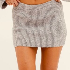 Express Light Gray Ribbed Skirt
